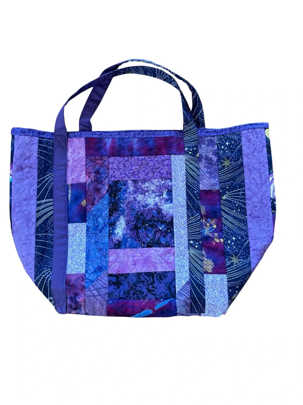 Quilted Purple Tote with Constellation Theme‎ NWOT